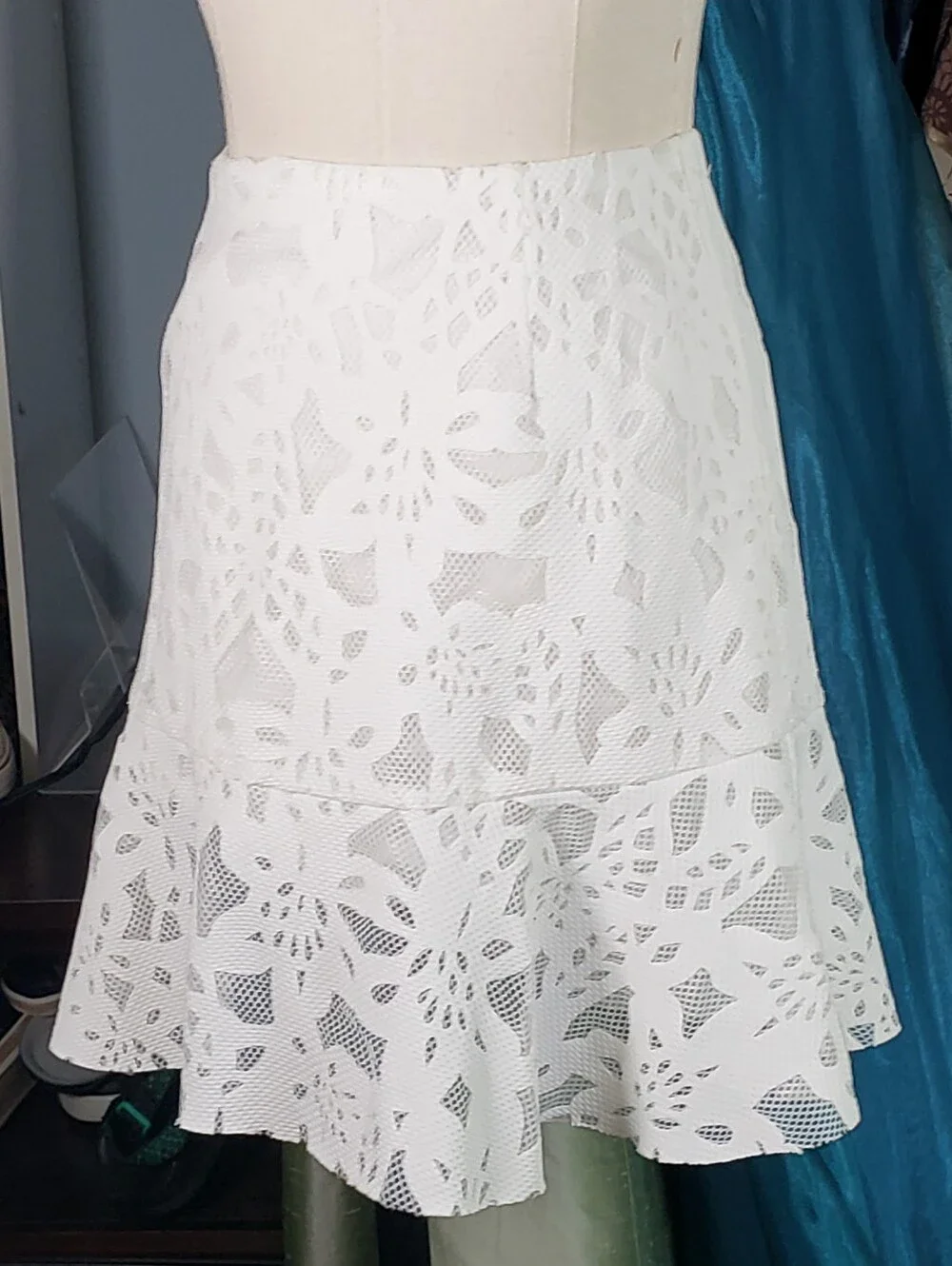 Mini Skirt Duo American Eagle Outfitters White Tiered Lace Aqua Lace Ruffle Hem